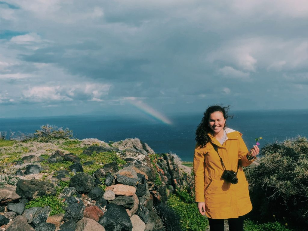Rainbow on Santorini's Fira to Oia hike