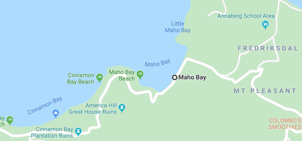 map to Maho Bay