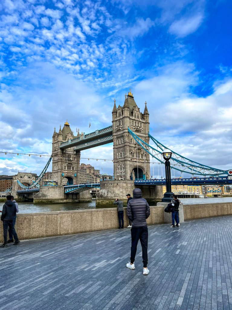 View of the Tower Bridge from The Queen's Walk - great way to spend one day in London